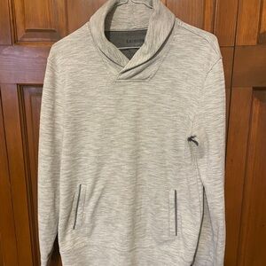Express Men’s Grey Rib pullover Sweater with Shawl Neck and Front Pocket Size XS
